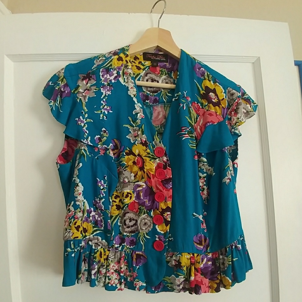 Turquoise Flowers blouse by Trashy Diva